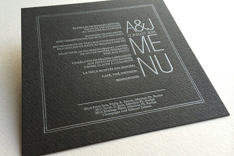 Badcass - Menu de mariage en letterpress