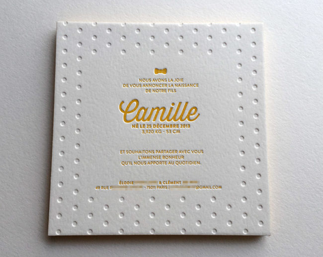 Badcass - Faire-part de naissance en letterpress