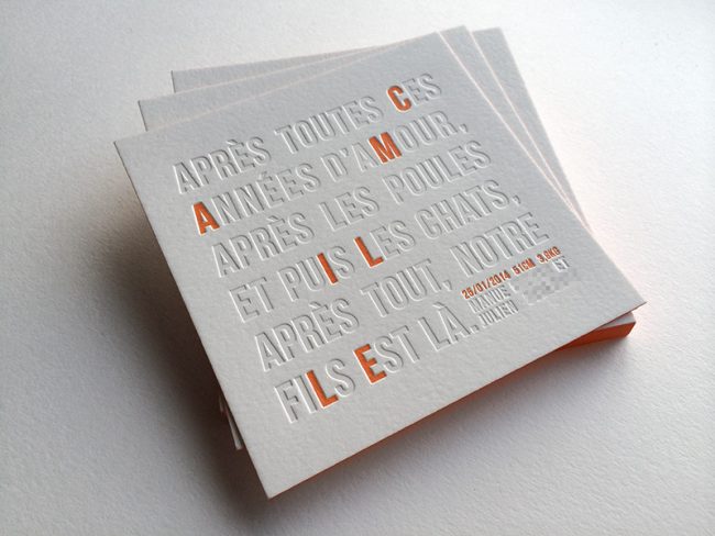 Badcass - Faire-part de naissance en letterpress