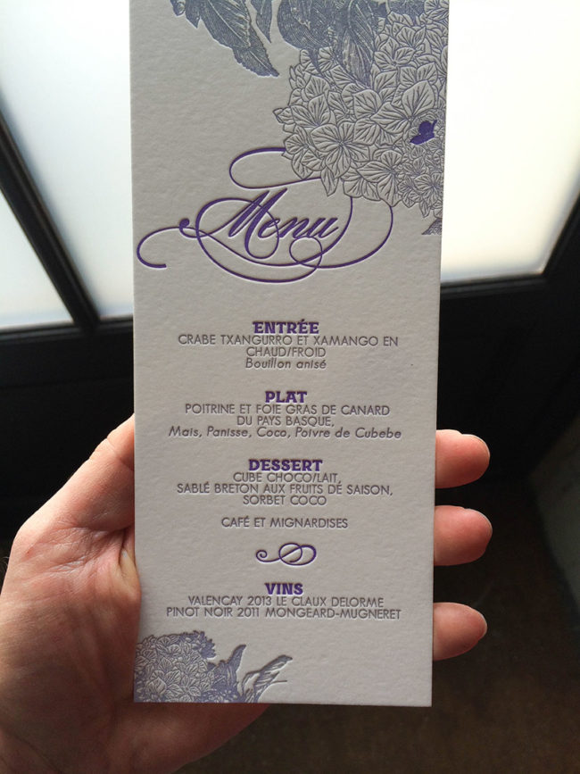 Badcass - Menu de mariage en letterpress